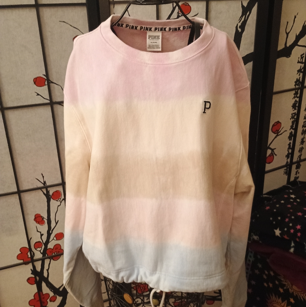 NWOT PINK Victoria's Secret Multicolor Tie-Dye Pullover M